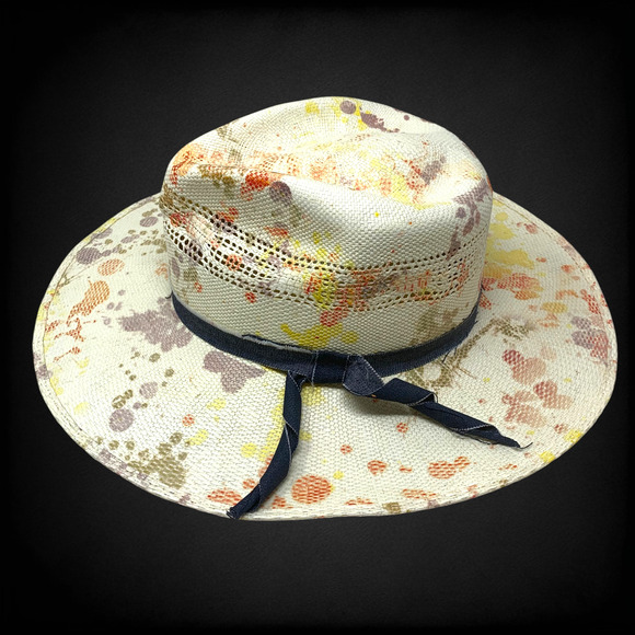 Charlie 1 Horse Paint Splatter Straw Western Cowboy Hat Sz L Festival Lucchese main image 6